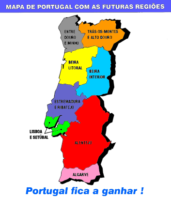 Mapa de Portugal com a proposta do PCP